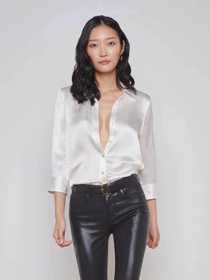 L039Agence Blouses and Tops Women Dani Silk Blouse Ivory