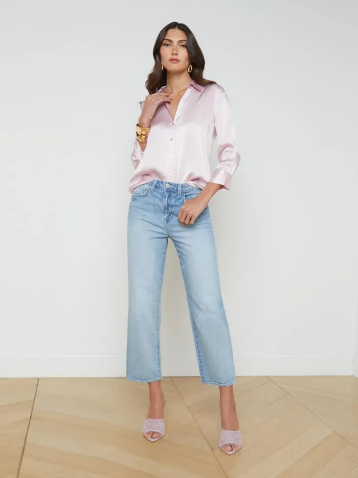 L039Agence Blouses and Tops Women Dani Silk Blouse Lilac Snow