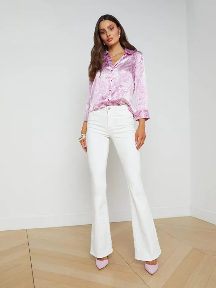 L039Agence Blouses and Tops Women Dani Silk Blouse Lilac Snowdecorated Paisley