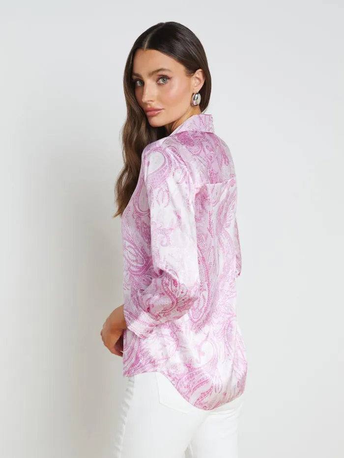 L039Agence Blouses and Tops Women Dani Silk Blouse Lilac Snowdecorated Paisley