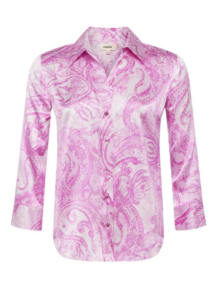 L039Agence Blouses and Tops Women Dani Silk Blouse Lilac Snowdecorated Paisley