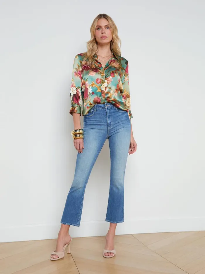 L039Agence Blouses and Tops Women Dani Silk Blouse Small Multi Rococo