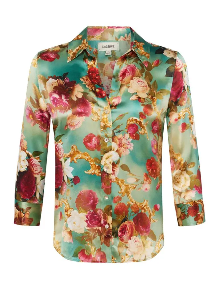 L039Agence Blouses and Tops Women Dani Silk Blouse Small Multi Rococo