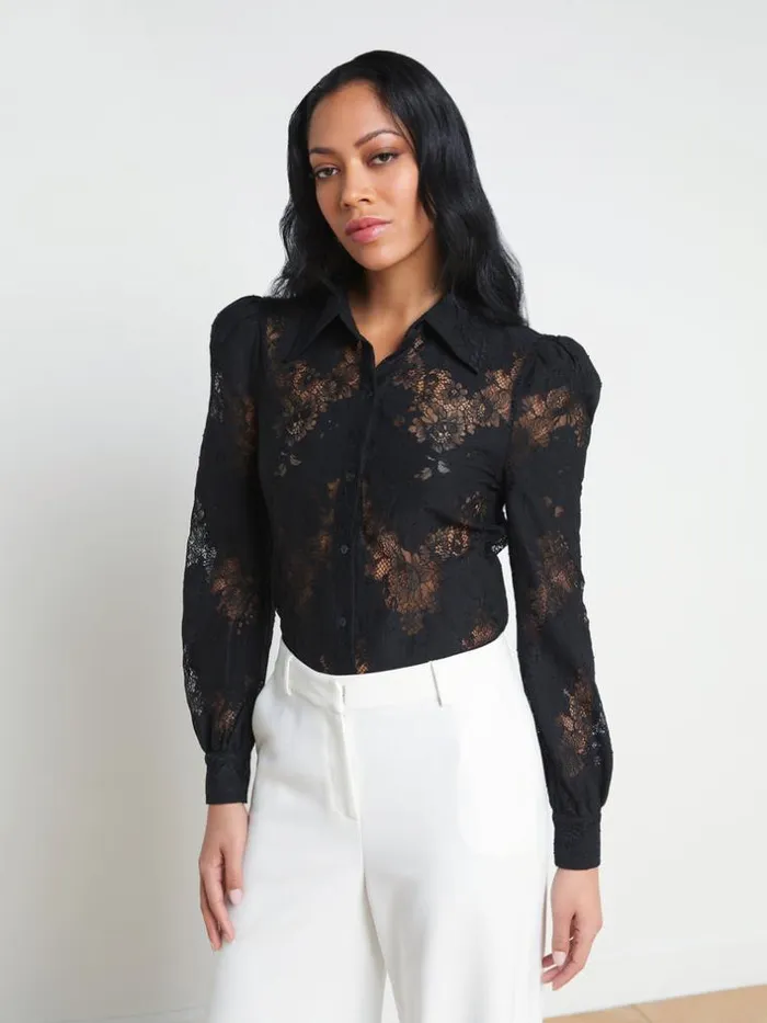 L039Agence Blouses and Tops Women Jenica Lace Blouse Black