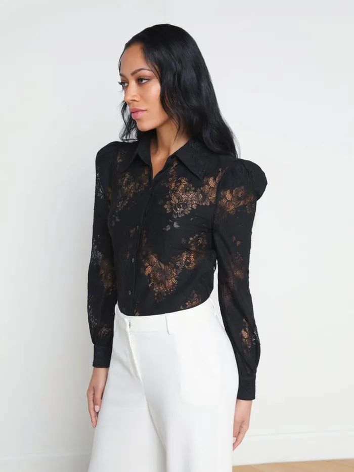 L039Agence Blouses and Tops Women Jenica Lace Blouse Black