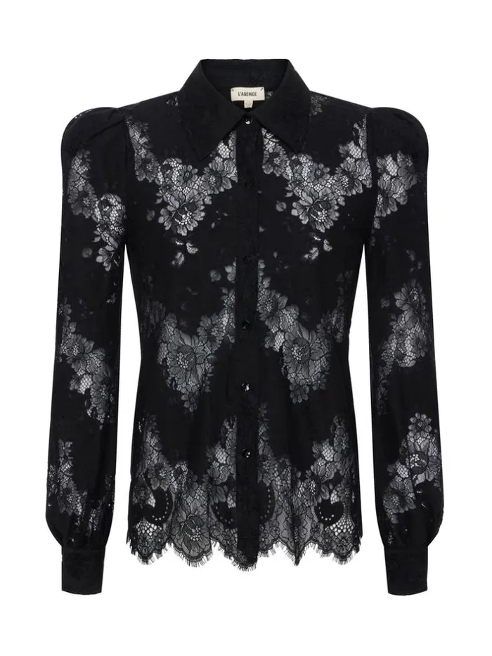 L039Agence Blouses and Tops Women Jenica Lace Blouse Black