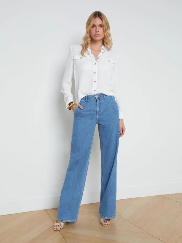 L039Agence Blouses and Tops Women Maisy Cargo Pocket Shirt Ivory