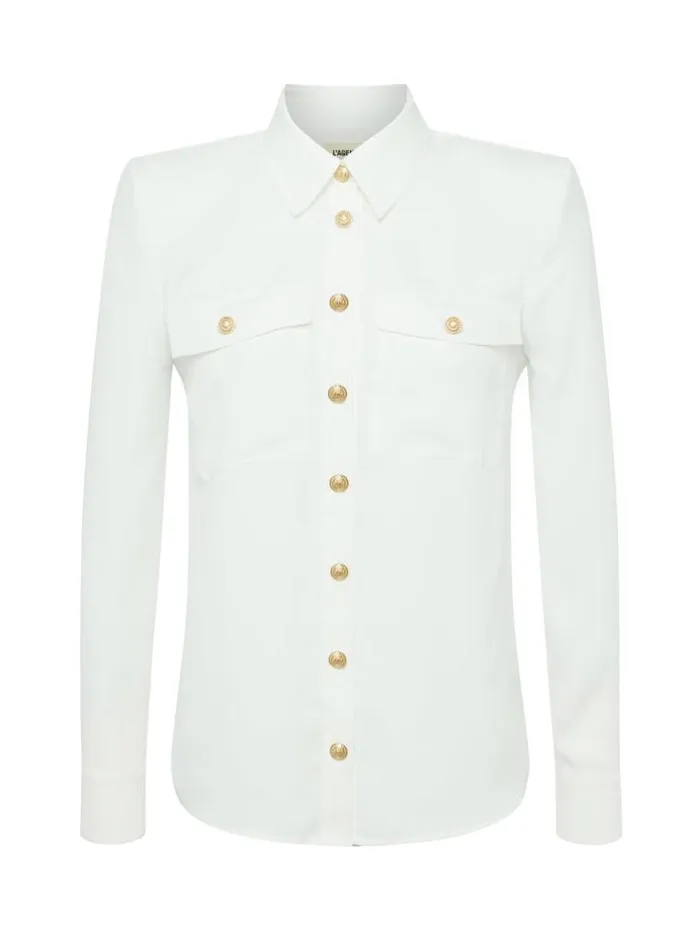 L039Agence Blouses and Tops Women Maisy Cargo Pocket Shirt Ivory