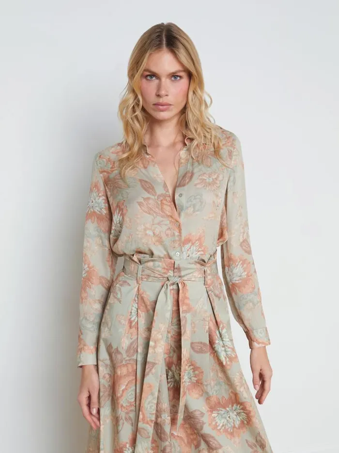 L039Agence Blouses and Tops Women Nina Silk Blouse Multi Soft Pastel Vintage Floral L039Agence Blouses and Tops Women Nina Silk Blouse Multi Soft Pastel Vintage Floral