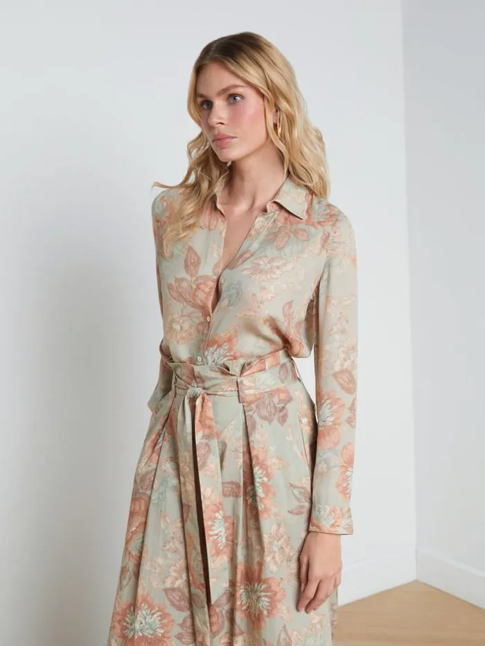 L039Agence Blouses and Tops Women Nina Silk Blouse Multi Soft Pastel Vintage Floral