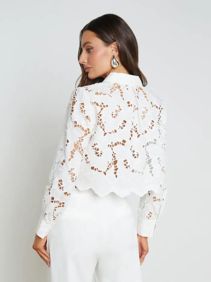 L039Agence Blouses and Tops Women Seychelle Lace Cropped Blouse White