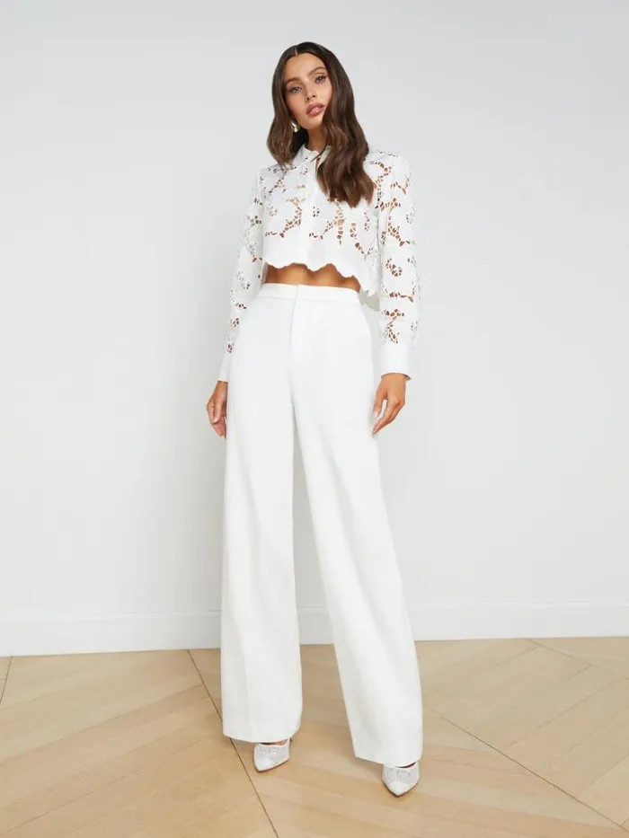 L039Agence Blouses and Tops Women Seychelle Lace Cropped Blouse White