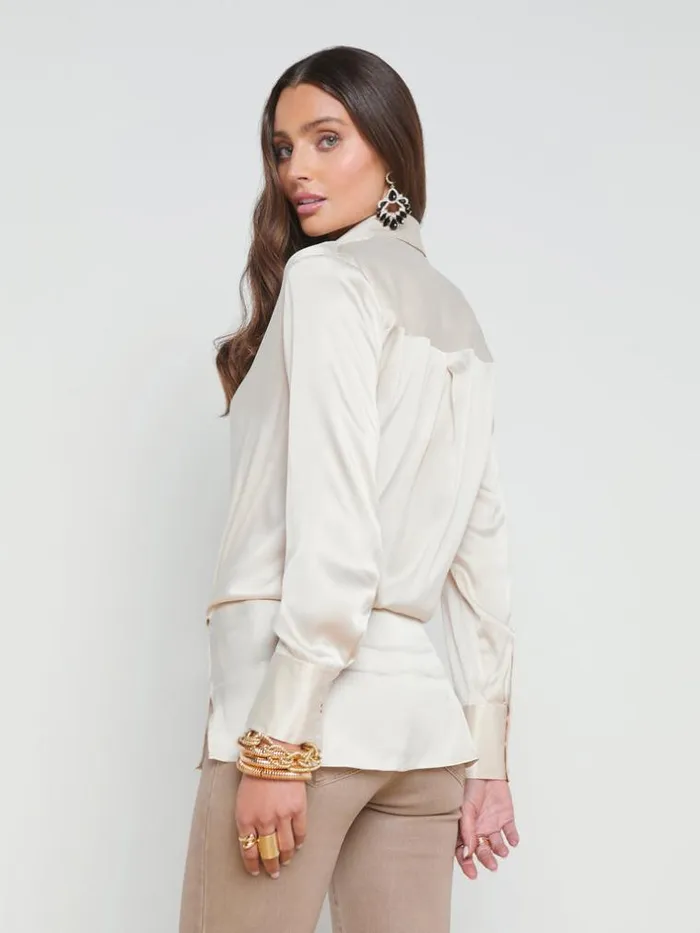 L039Agence Blouses and Tops Women Sora Silk Wrap Blouse Champagne