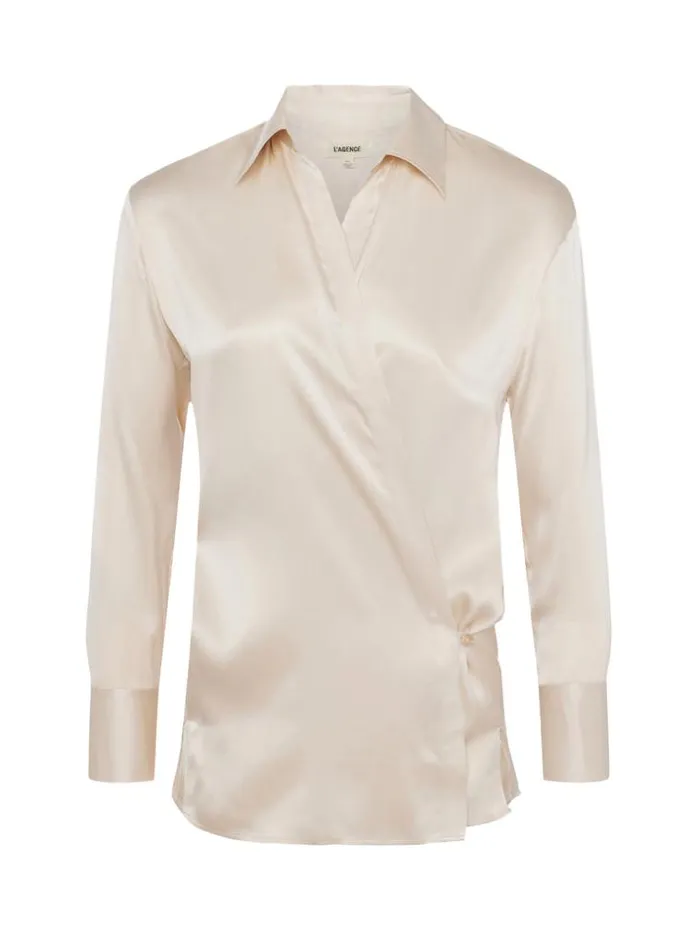 L039Agence Blouses and Tops Women Sora Silk Wrap Blouse Champagne