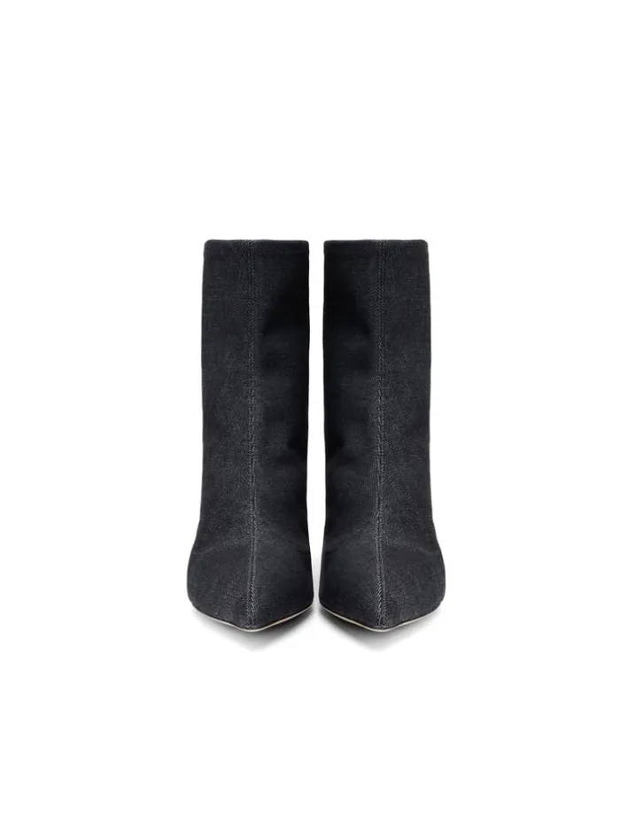 L039Agence Boots and Booties Women Zoe Bootie Black Denim