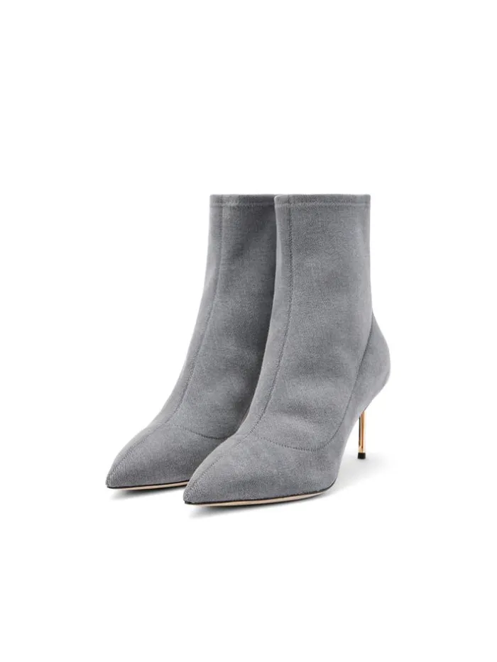 L039Agence Boots and Booties Women Zoe Bootie Grey Denim