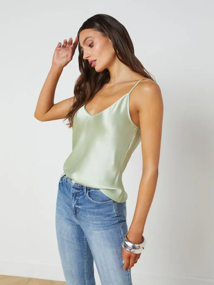 L039Agence Camisoles and Tanks Women Lexi Silk Camisole Laurel Green