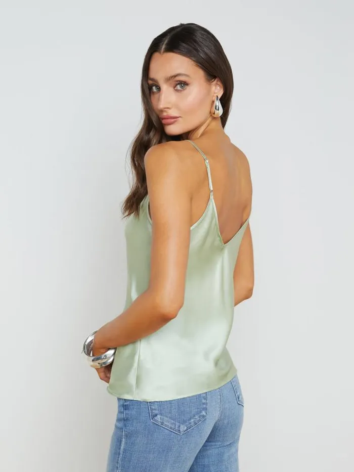 L039Agence Camisoles and Tanks Women Lexi Silk Camisole Laurel Green