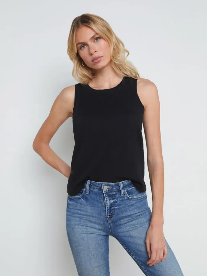 L039Agence Camisoles and Tanks Women Mikaela Cotton Tank Black