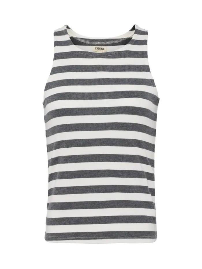 L039Agence Camisoles and Tanks Women Nia Ribbed Tank Marengowhite Stripe