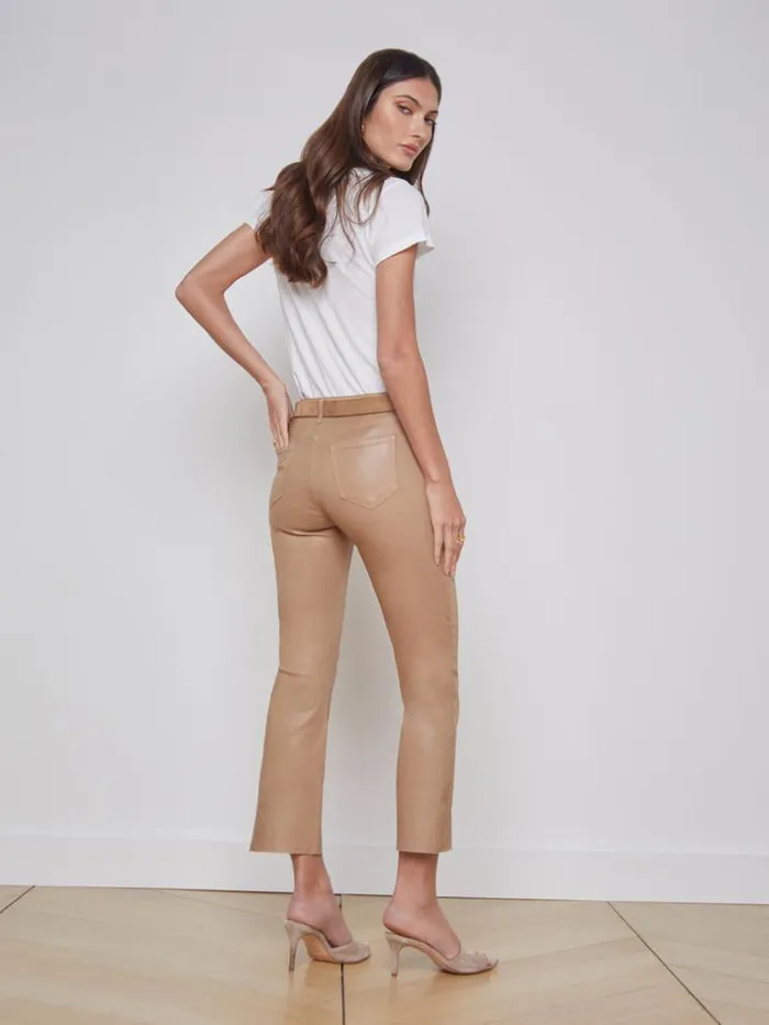L039Agence Coated Denim Women Kendra Coated Cropped Flare Jean Cappuccino Coated