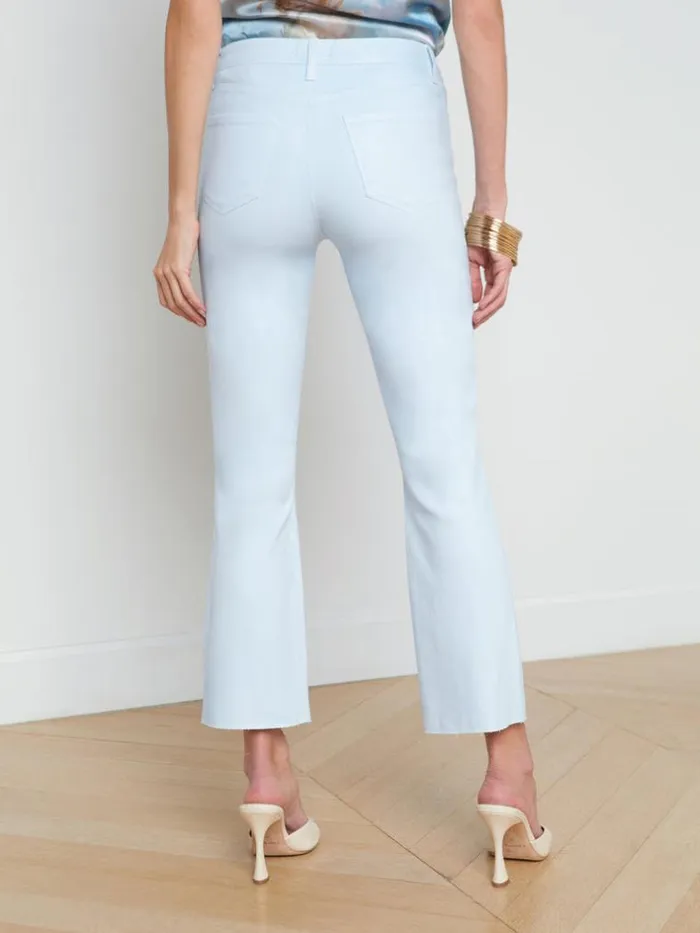 L039Agence Coated Denim Women Kendra Coated Cropped Flare Jean Ice Waterwhite Contrast Coated