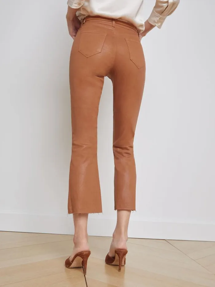 L039Agence Coated Denim Women Kendra Coated Cropped Flare Jean Java Coated