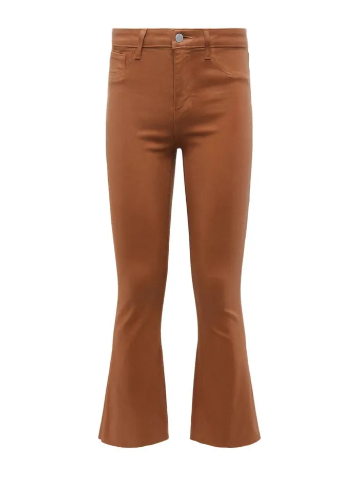 L039Agence Coated Denim Women Kendra Coated Cropped Flare Jean Java Coated
