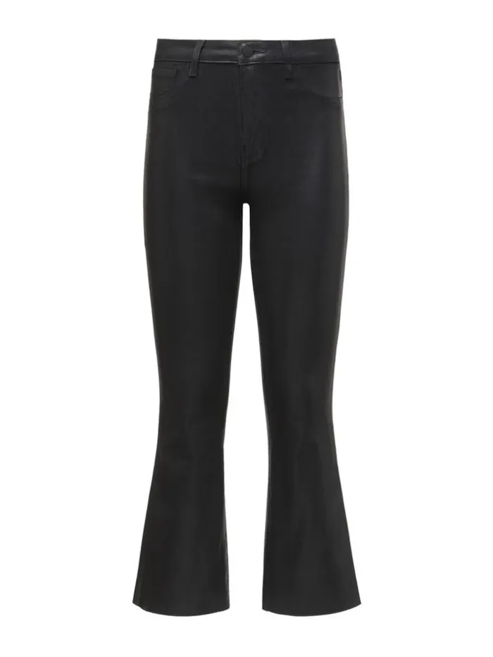 L039Agence Coated Denim Women Kendra Coated Cropped Flare Jean Noir Coated