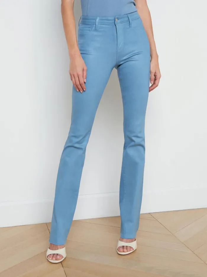L039Agence Coated Denim Women Ruth Coated StraightLeg Jean Blue Mist Coated