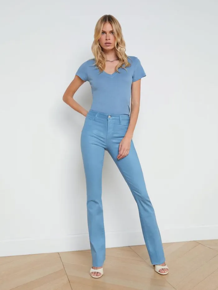 L039Agence Coated Denim Women Ruth Coated StraightLeg Jean Blue Mist Coated