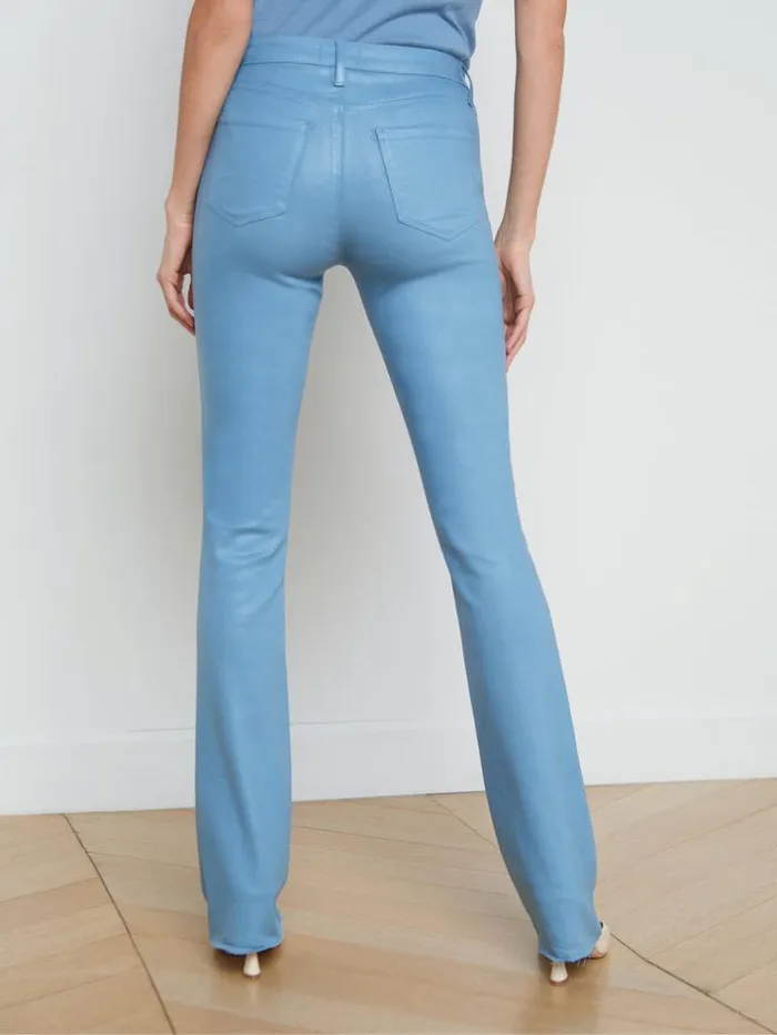 L039Agence Coated Denim Women Ruth Coated StraightLeg Jean Blue Mist Coated