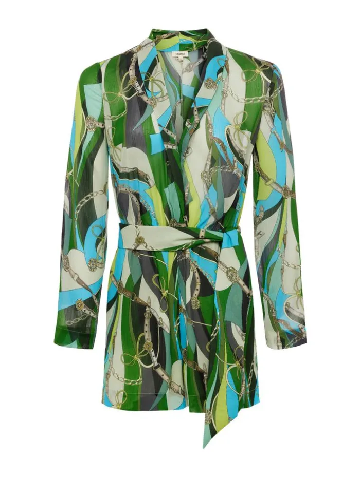 L039Agence Dresses and Jumpsuits Women Arabell Romper Sea Green Multi Belt Swirl