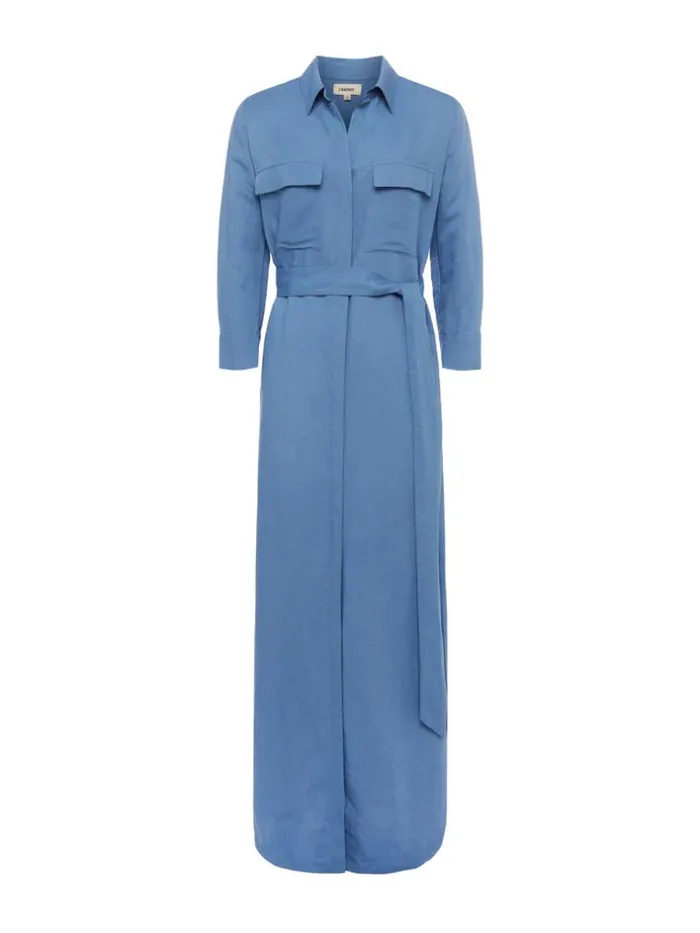 L039Agence Dresses and Jumpsuits Women Cameron LinenBlend Shirt Dress Blue Mist