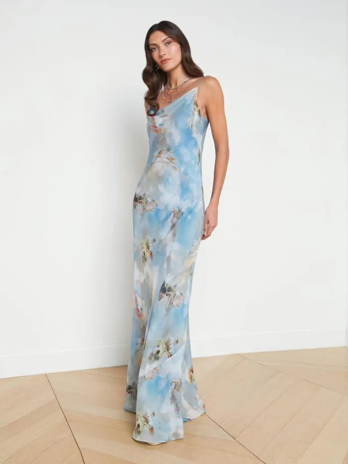 L039Agence Dresses and Jumpsuits Women Christine Silk Dress Light Blue Multi Renaissance L039Agence Dresses and Jumpsuits Women Christine Silk Dress Light Blue Multi Renaissance