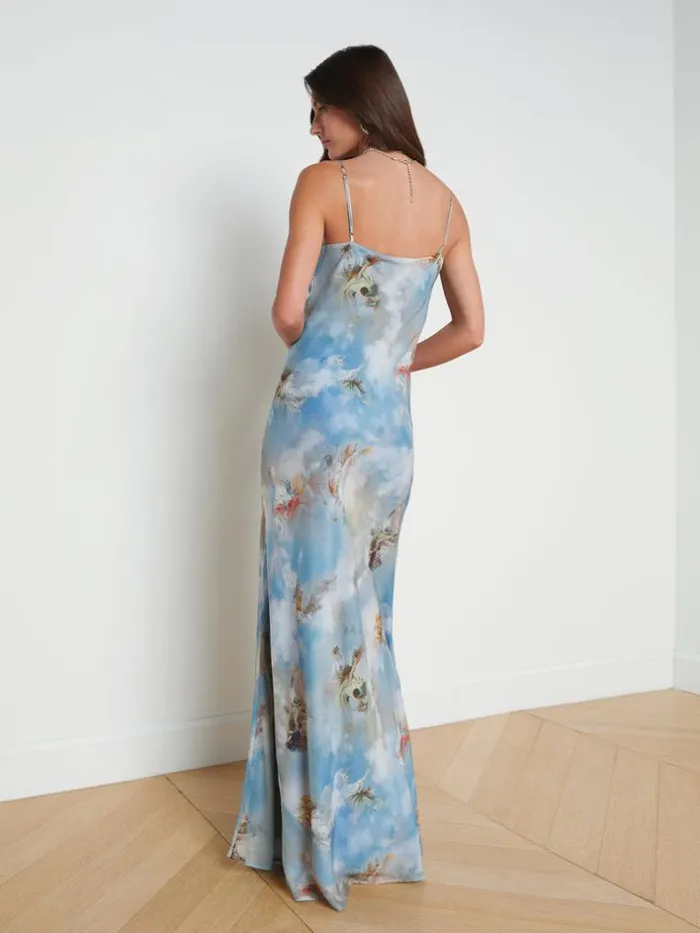 L039Agence Dresses and Jumpsuits Women Christine Silk Dress Light Blue Multi Renaissance