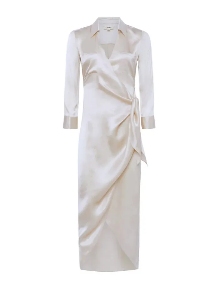 L039Agence Dresses and Jumpsuits Women Kadi Silk Wrap Dress Champagne