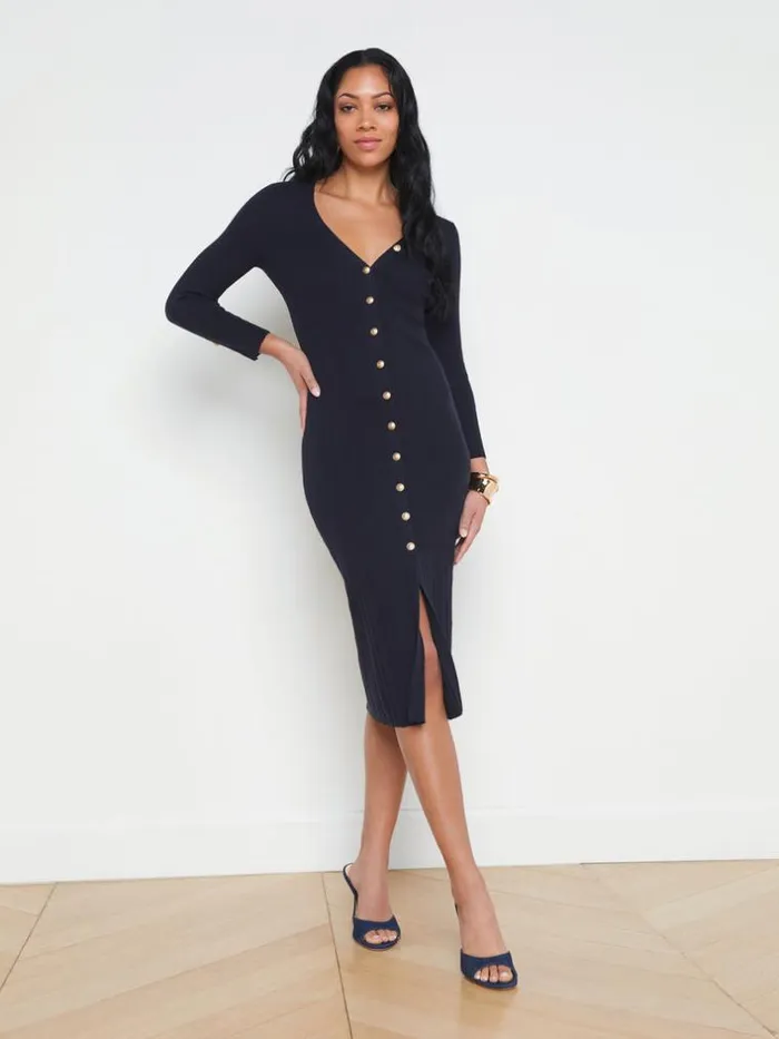 L039Agence Dresses and Jumpsuits Women Kyra Ribbed Duster Dress Midnightgold