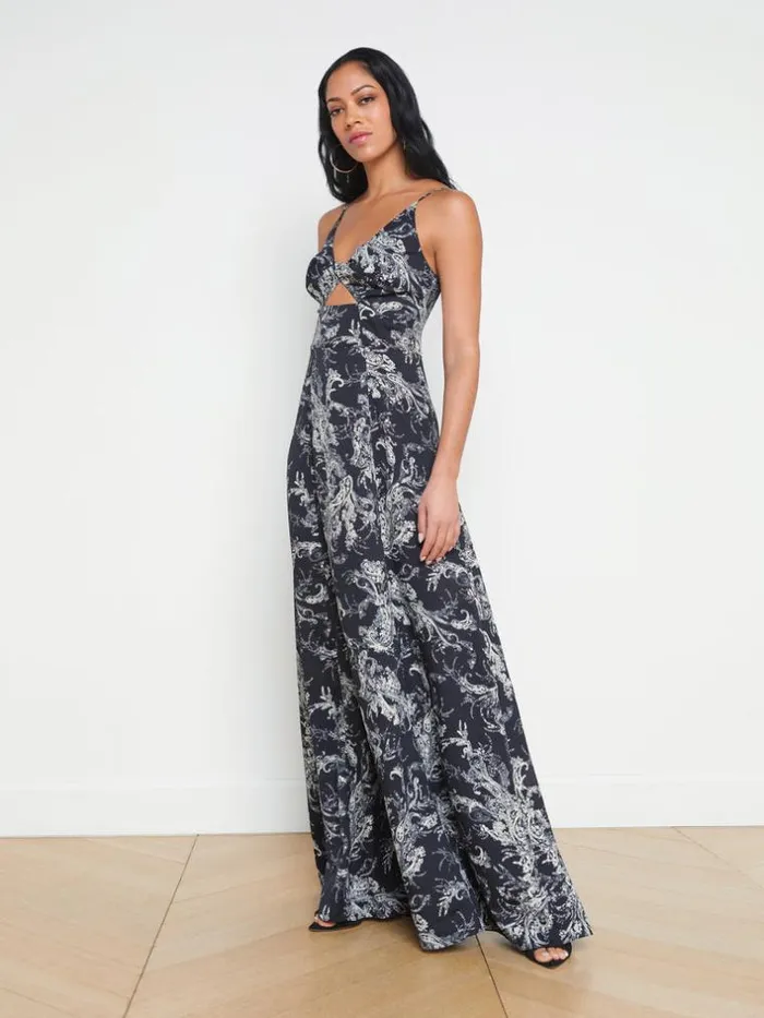 L039Agence Dresses and Jumpsuits Women Porter TwistFront Dress Blackecru Sketch Paisley