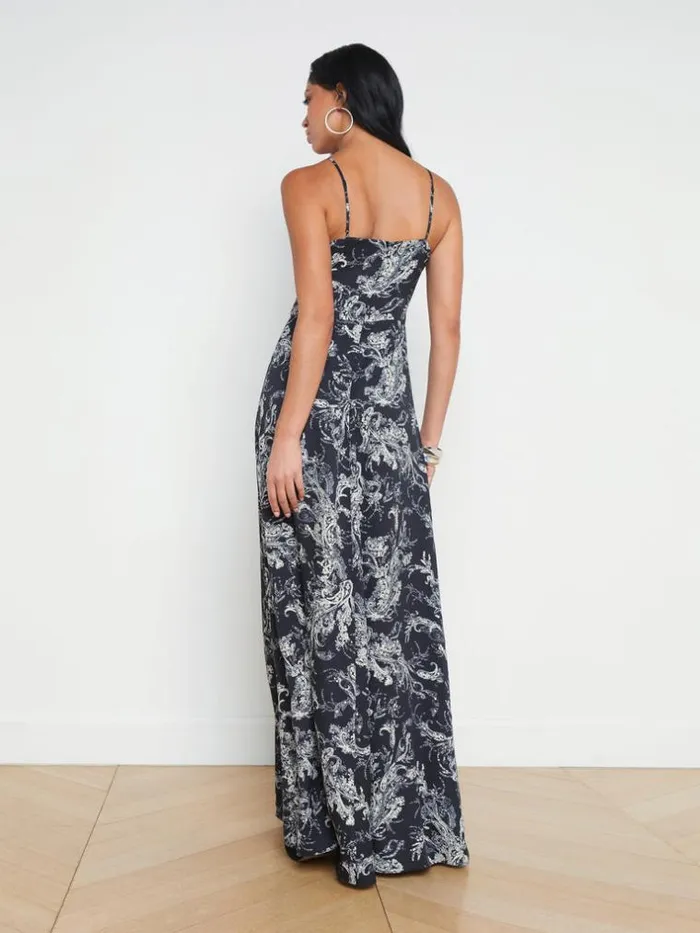 L039Agence Dresses and Jumpsuits Women Porter TwistFront Dress Blackecru Sketch Paisley