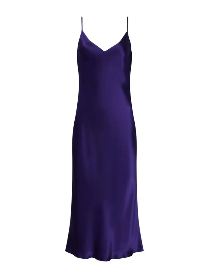 L039Agence Dresses and Jumpsuits Women Seridie Silk Slip Dress Purple Sapphire