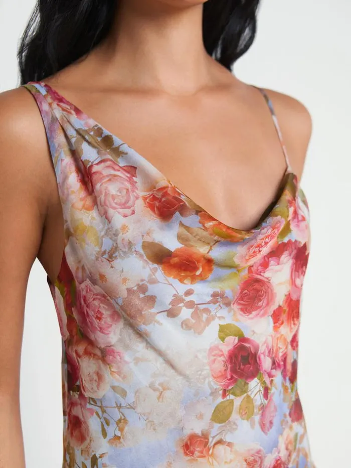 L039Agence Dresses and Jumpsuits Women Viola CowlNeck Silk Gown Multi Soft Cloud Floral