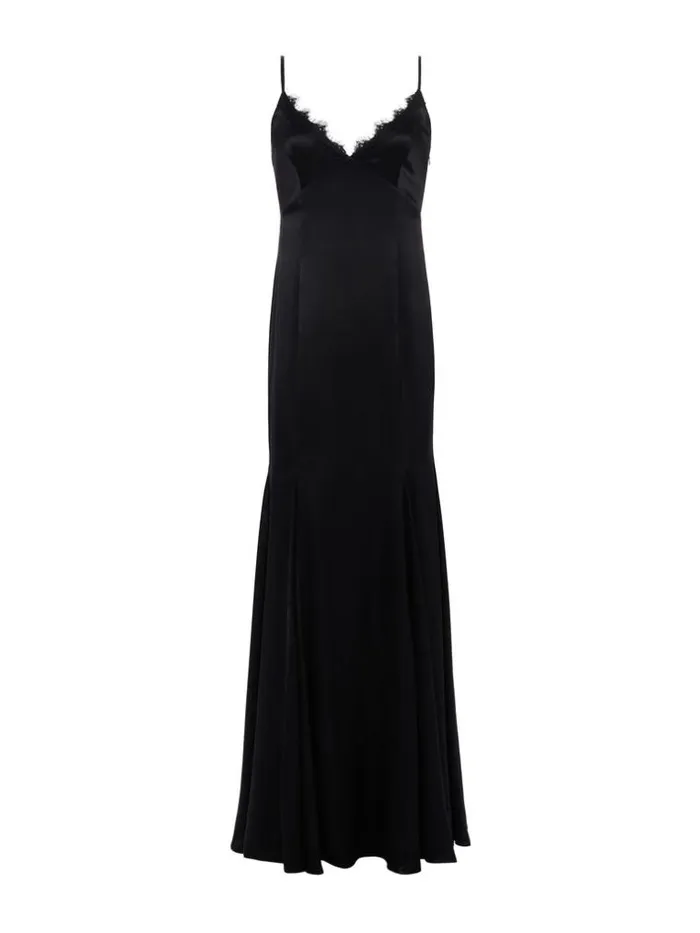 L039Agence Dresses and Jumpsuits Women Zanna Silk LaceTrim Gown Black