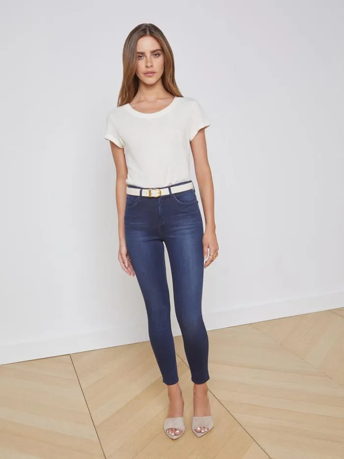L039Agence Essentials Women Cory Cotton Scoopneck Tee Vintage White