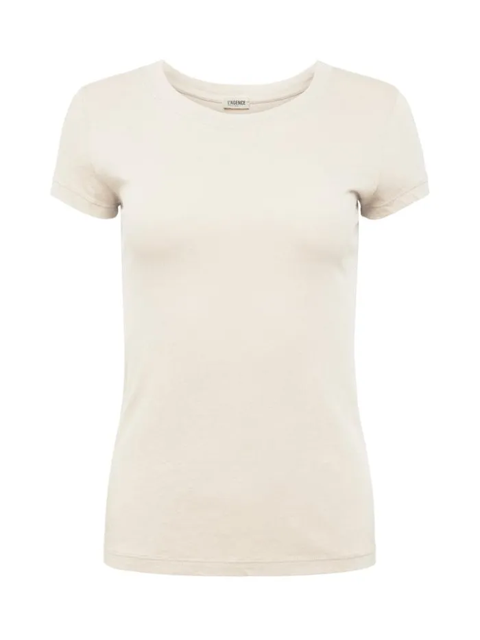 L039Agence Essentials Women Cory Cotton Scoopneck Tee Vintage White