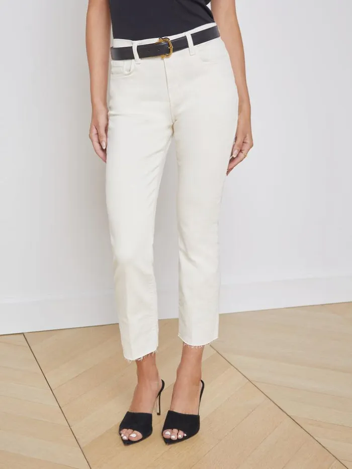L039Agence Essentials Women Sada SlimLeg Cropped Jean Vintage White