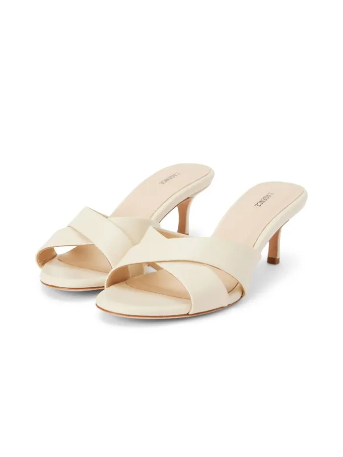L039Agence Heels and Pumps Women Aveline KittenHeel Sandal Ecru Leather