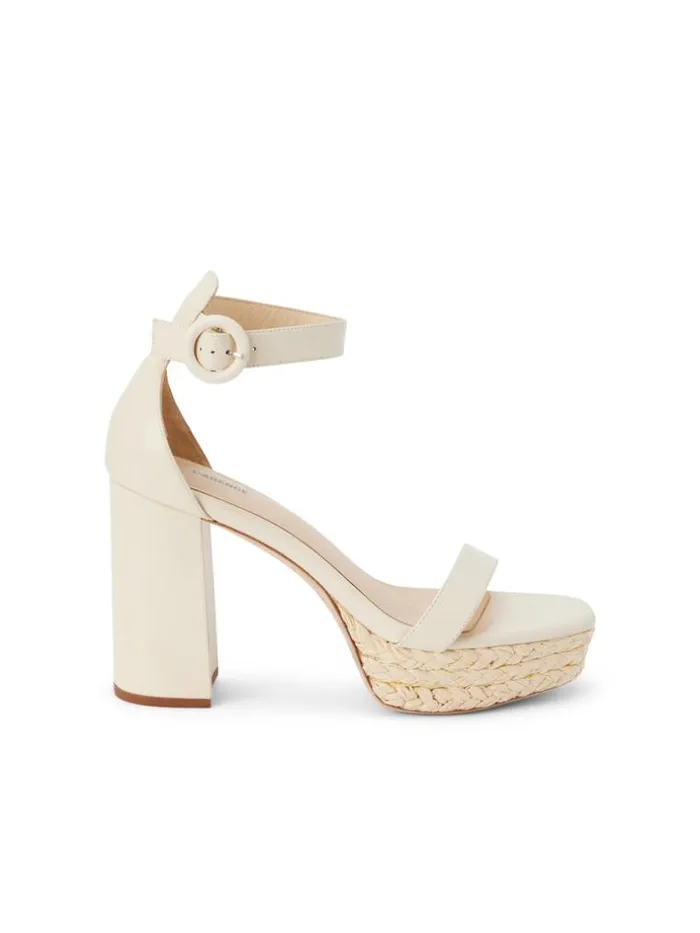 L039Agence Heels and Pumps Women Avia Leather Platform Sandal Ecru Leather