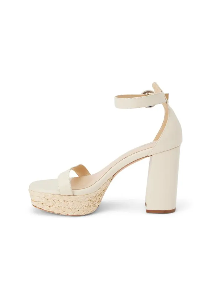 L039Agence Heels and Pumps Women Avia Leather Platform Sandal Ecru Leather