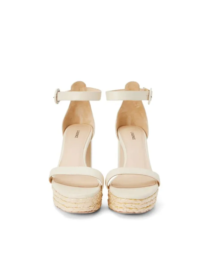 L039Agence Heels and Pumps Women Avia Leather Platform Sandal Ecru Leather
